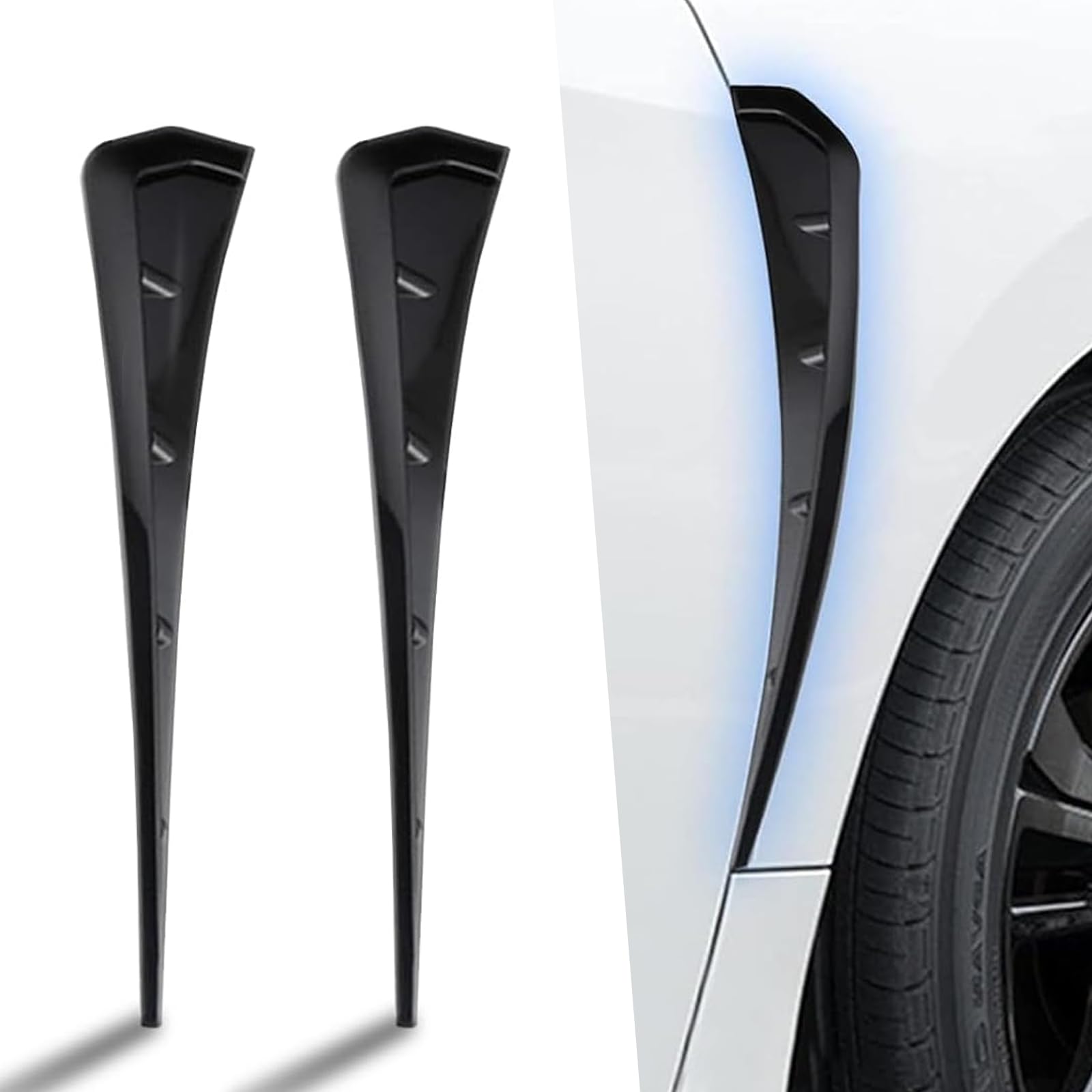 Photo 1 of 2PCS Car Fender Side Vents, ABS Fender Decorative Stickers, Air Flow Intake Hole Grille, Car Body Side Vent Spoiler, Auto Exterior Accessories, Universal for Most Cars (Black)