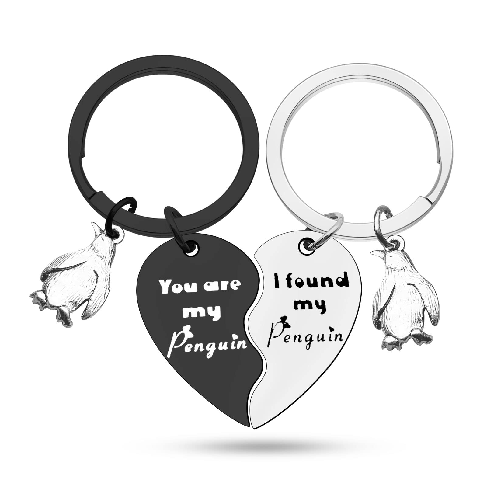 2 Pcs Valentine’s Day Gift for Couple Penguin Lover Keyring Gifts Wedding Gift for Couple Matching Couple Keychain Set Personalized Couples Jewelry Gift for Christmas Anniversary Birthday Wedding
