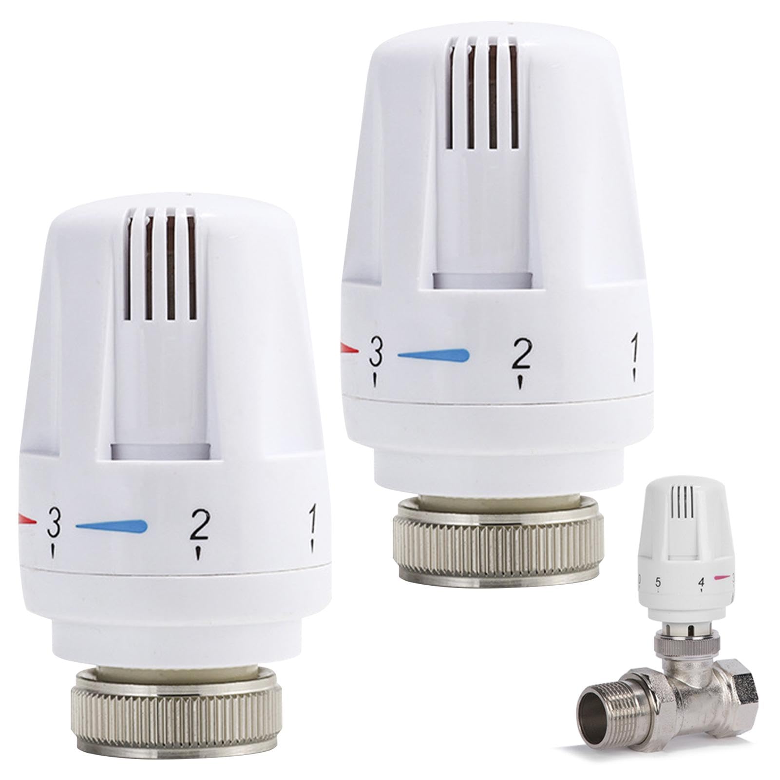 2 Pcs Radiator Thermostat Valve, Radiator Automatic Thermostat Valve Replacement Heads, Standard M30x1.5 DN25 Electric Regulating Valves Universal for Home Office Plumbing Heating Systems