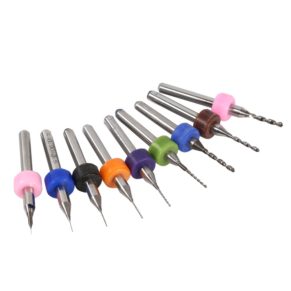 10Pcs Micro Drill Bits for PCB Print Circuit Board Spiral Flute Carbide Drills (0.2mm) High Precision Miniature Carbide Drills for PCB Drilling