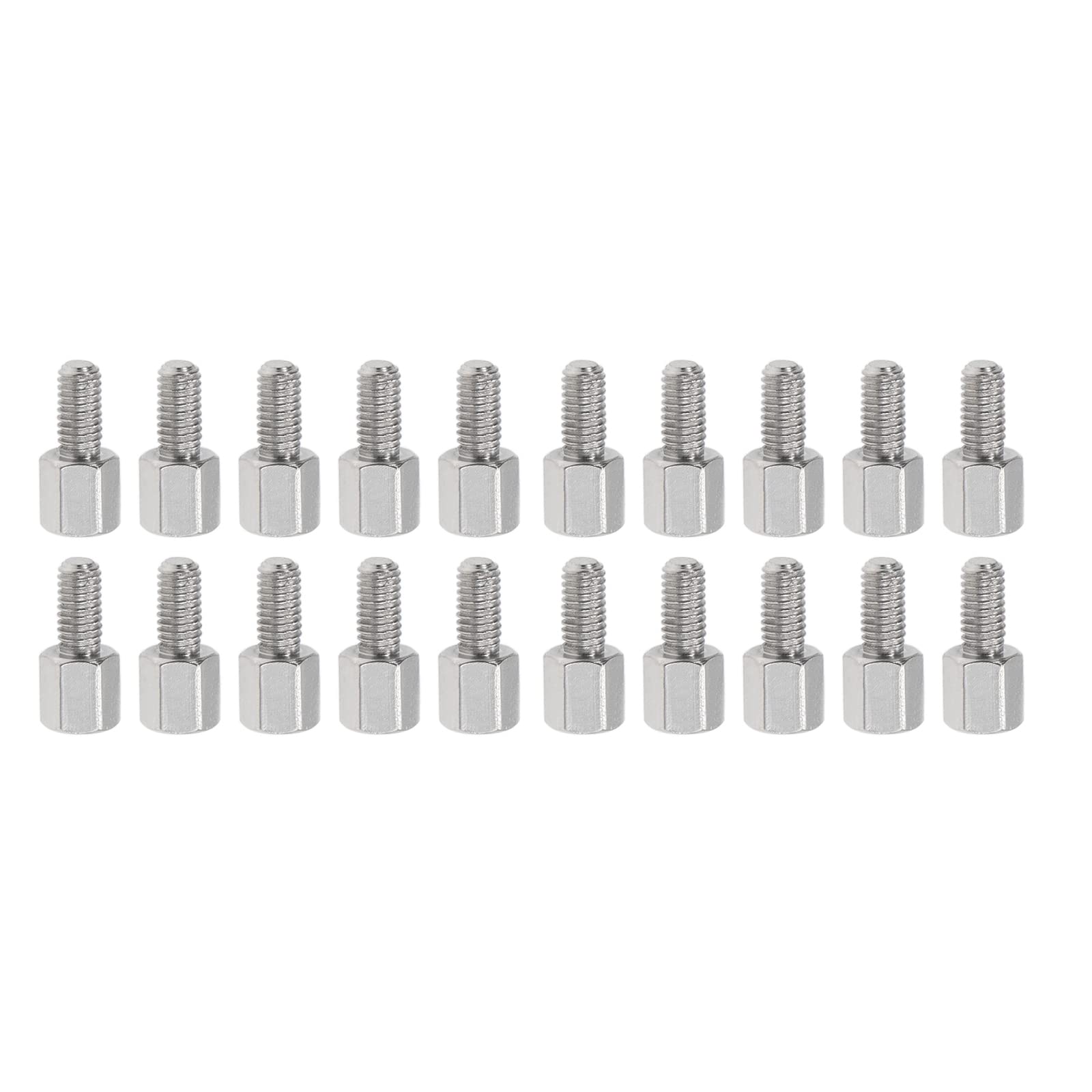 YOKIVE 20 Pcs M3 Standoff Screws, Nickel Plated Hex PCB Standoffs, Keep Height Consistent, Great for Motherboard (Silver Tone, 6mm+6mm)