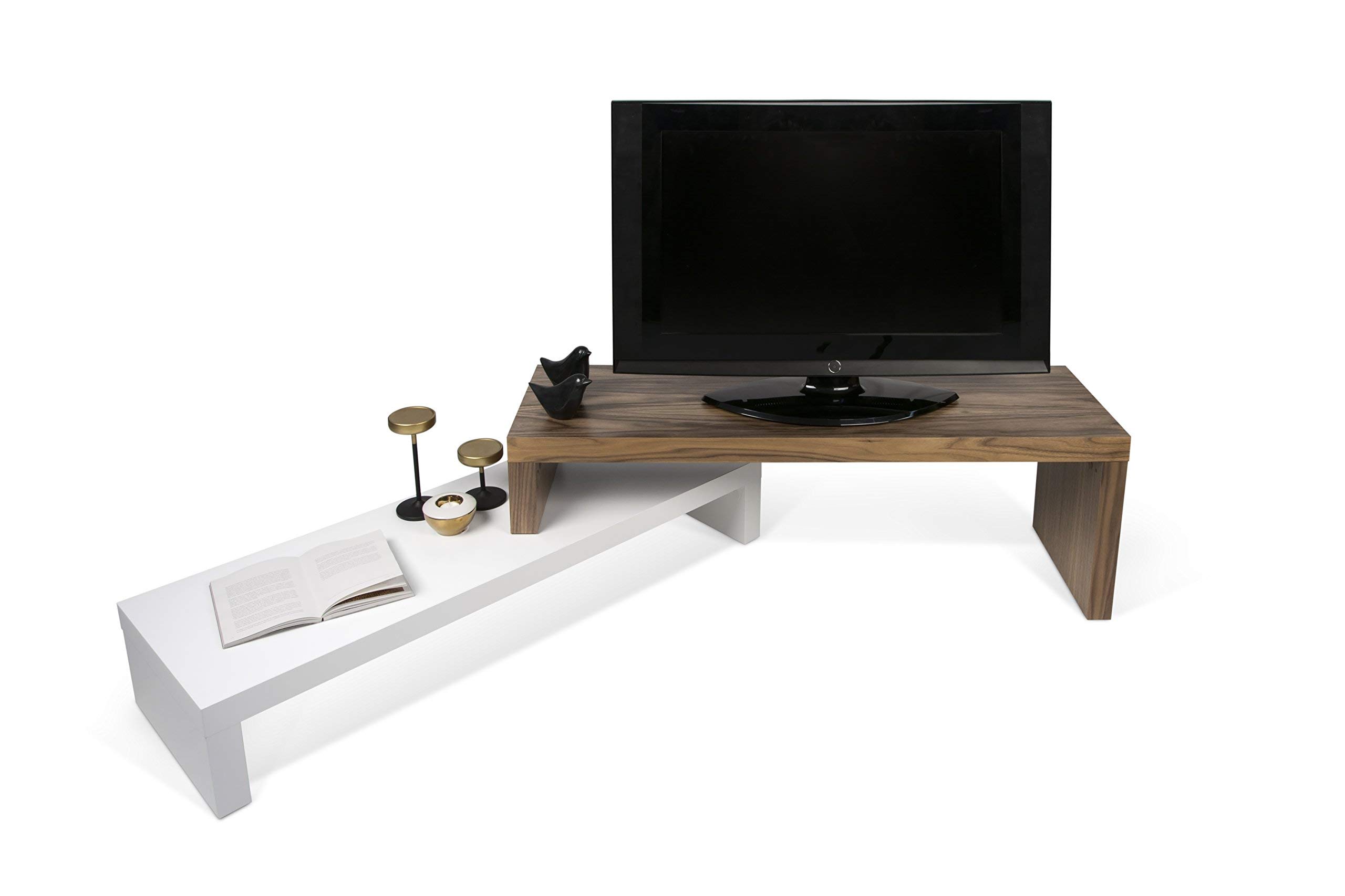 TemaHome Cliff TV Table, White and Walnut, 125 x 38 x 20 cm