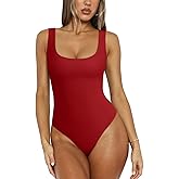 REORIA Women's Sexy Scoop Neck Sleeveless Bodysuit Backless Double Lined Tank Tops