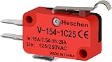 Heschen V-154-1C25 SPDT Micro Switch Crank Type 20A 250VAC 2 Pack view 9