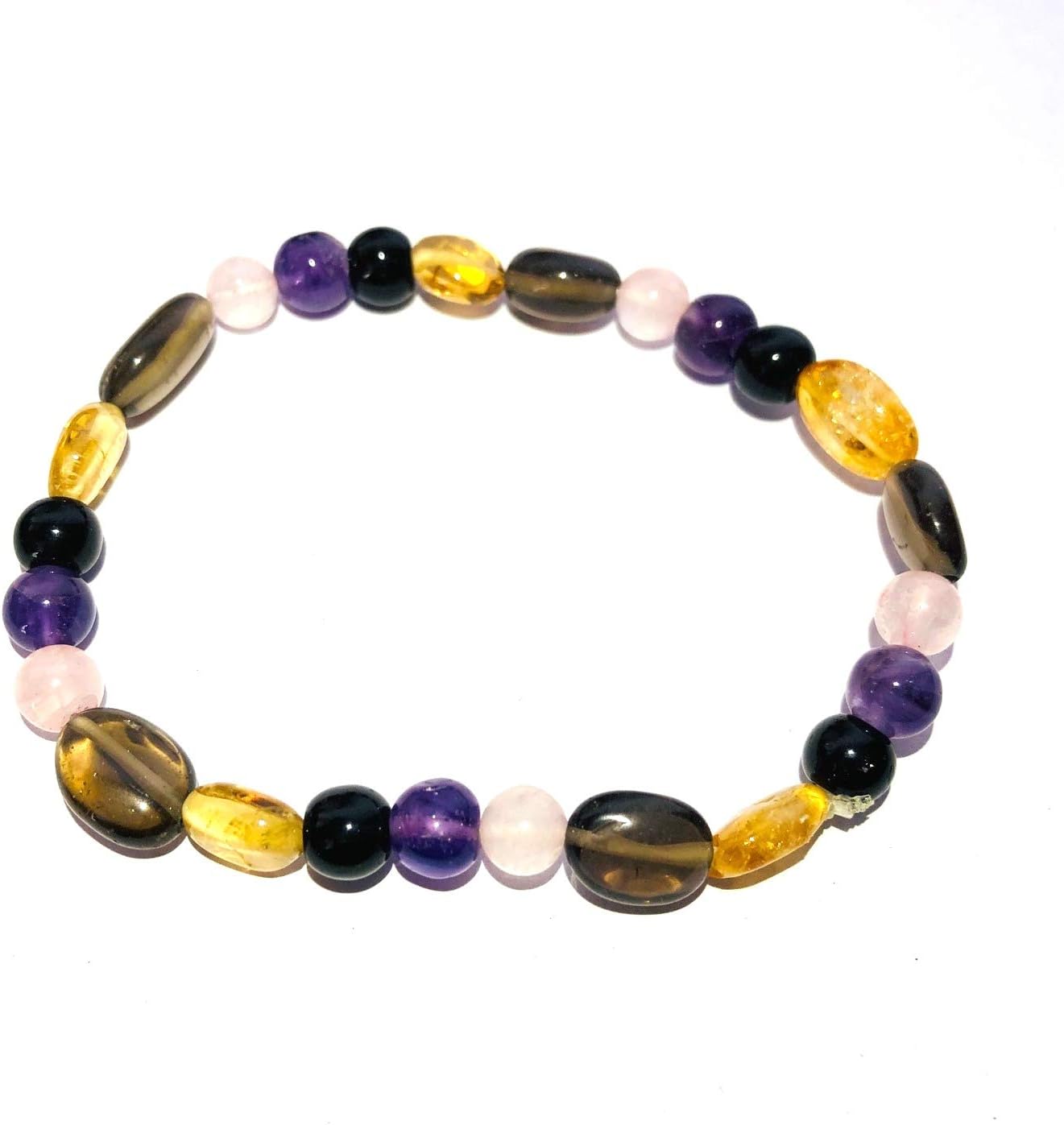 CRYSTALMIRACLERose Quartz Amethyst Black Obsidian Citrine Smokey Quartz Beaded Crystal Healing Bracelet Fashion Gift Gemstone positive Energy wellness handcrafted accessory