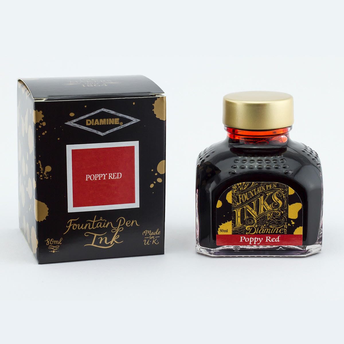 Diamine 80ml Poppy Red fountain pen ink bottle