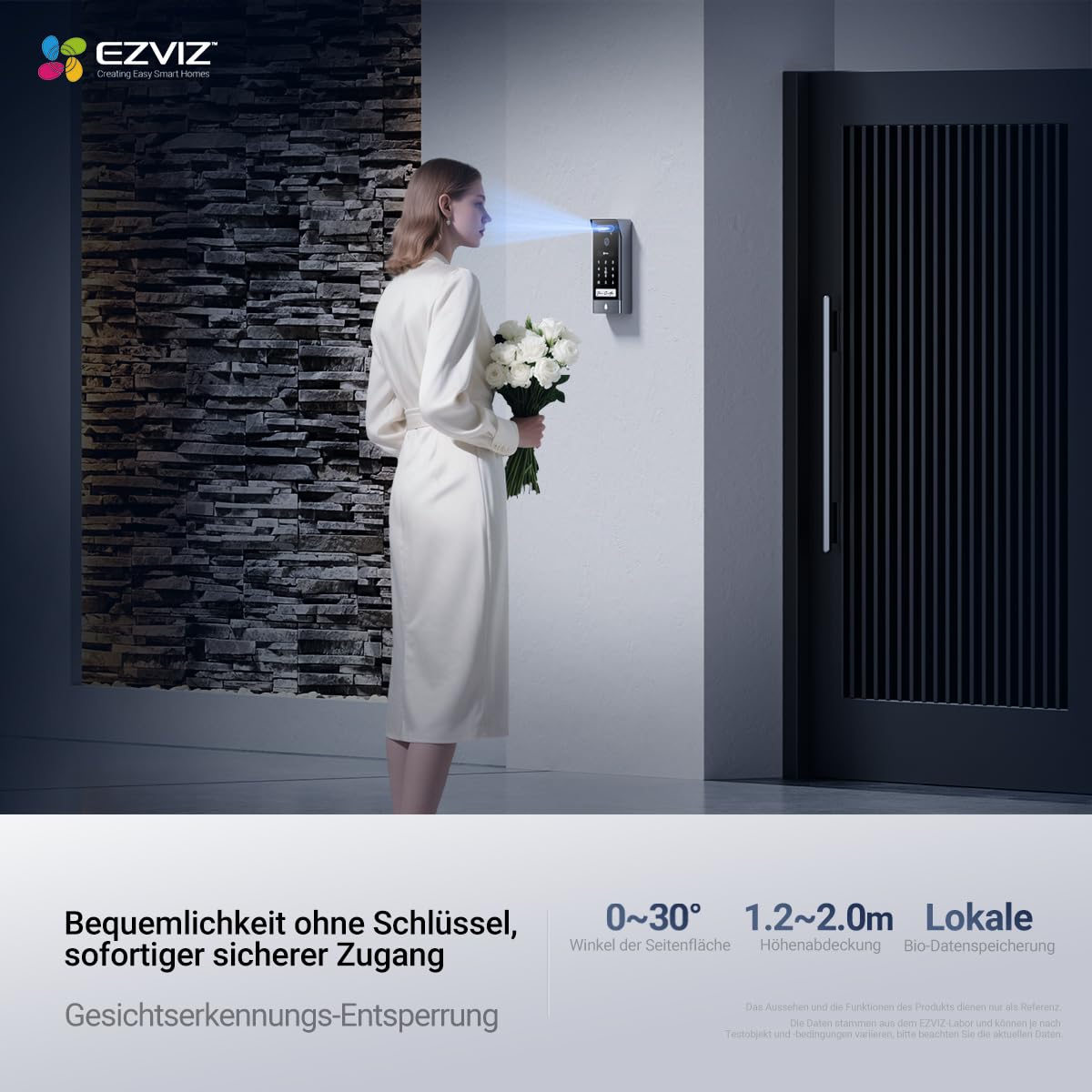 EZVIZ 4K Türsprechanlage mit Türöffner und 8" Touchscreen-Monitor, 2 Draht Bus, Türklingel mit Kamera, Handflächen-/Gesichtserkennung, APP/Card/Passwort Unlock, Farbnachtsicht, Wasserdicht, HP7 Pro 6