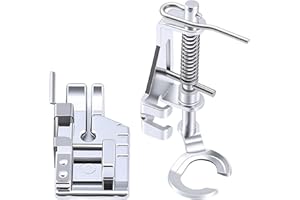 1/4 Inch Snap On Quilting Foot with Guide & Open Toe Free Motion Darning Foot - 2Pcs Universal Low Shank Presser Feet Set for
