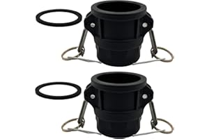 BITOTU 2PCS Camlock Fittings Poly Plastic NPT D-200 2" Type D Standard Couplings Cam lock Fittings Polypropylene Cam Groove Fitting Female Camlock with Female Threads (2 inch, Type D)