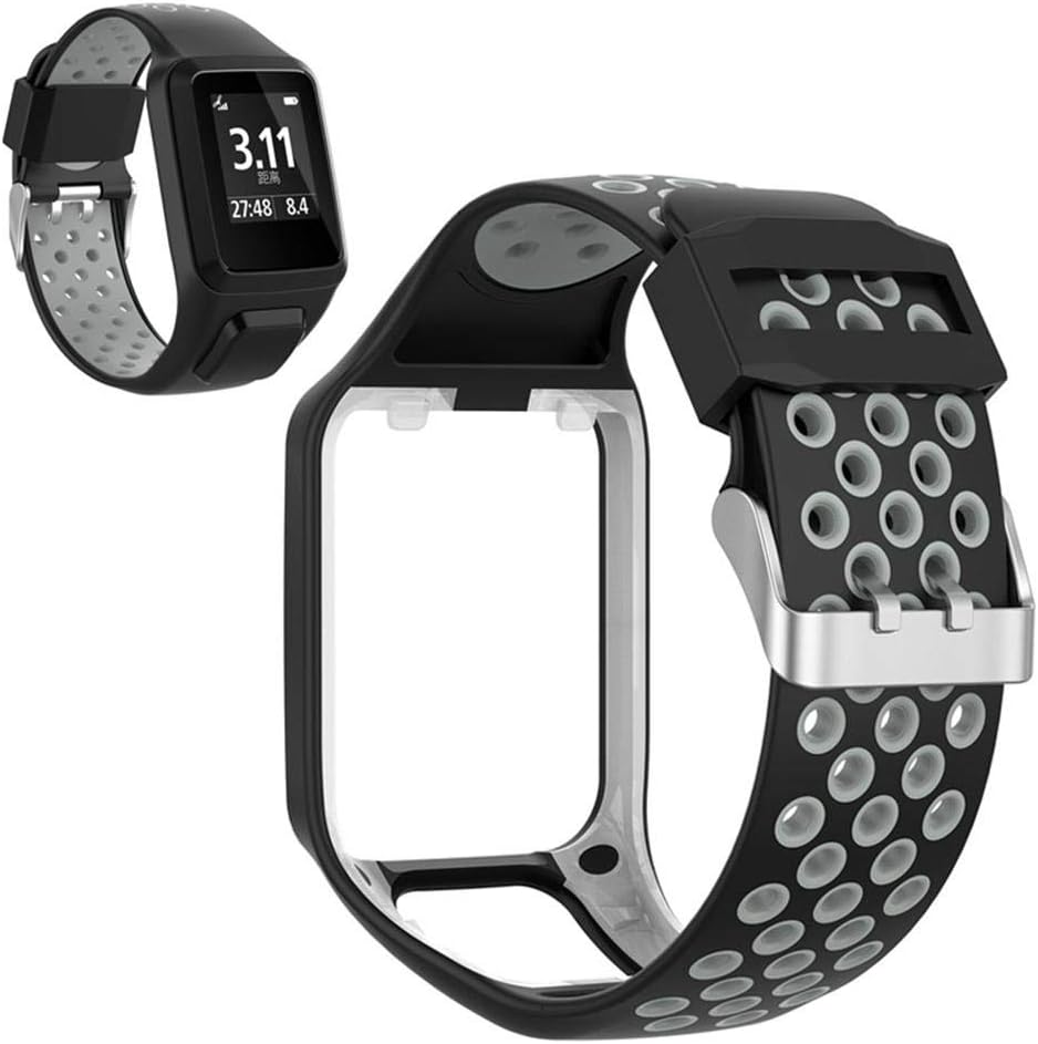 Baiwka Silicone Watchband for Tomtom Spark Runner2/3, Watch Strap Replacement Wristband for Tomtom Runner 2/ Runner 3/ Spark 3/ Adventurer/Golfer 2 Sports GPS Running Smartwatch
