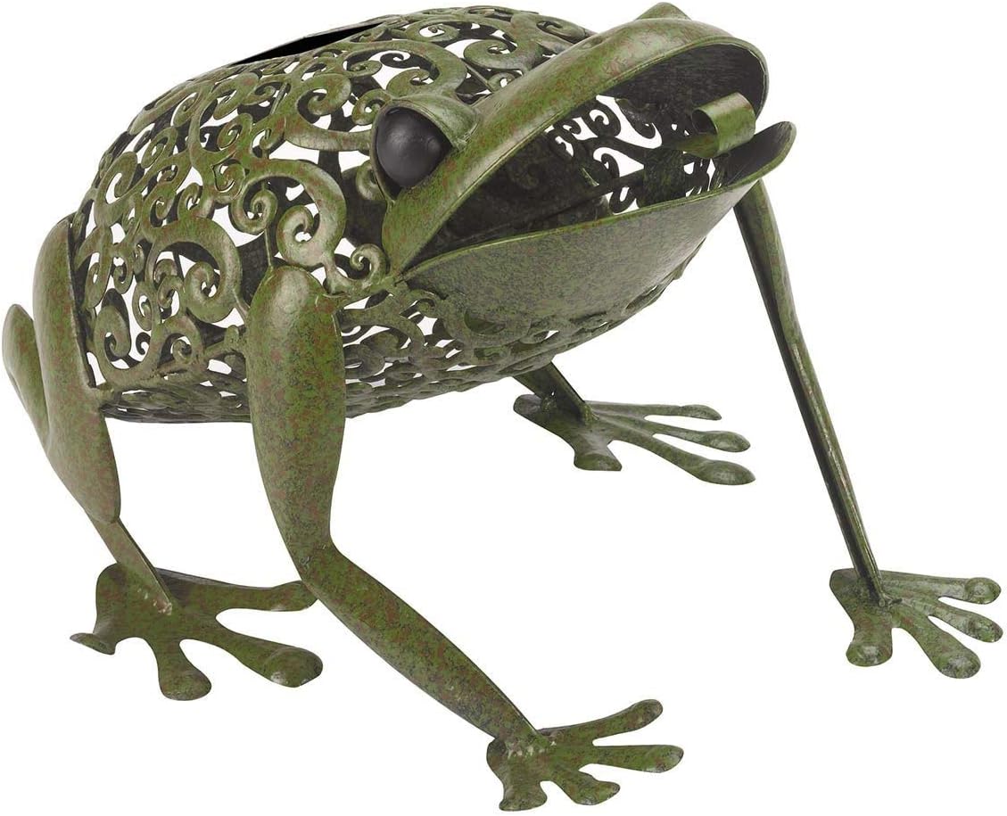 Garden mile LED Solar Frog Ornament Outdoor, 33cm Colour Changing Metal Frog Solar Light Silhouette