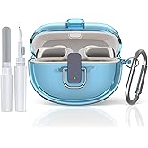 [Secure Lock] for Bose Ultra Open Earbuds Case(2024), TUDIOW Clear TPU Shockproof Protective Cover for Bose Open Ear Wireless Earbuds Accessories with Cleaning Kit& Keychain (Clear Blue)