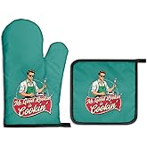 Gkodw Mr Good Looking is Cooking Oven Mitts and Pot Holders Sets, Funny Oven Mitts for Father Grill Masters Grill Lover BBQ Lover Foodies, Baking Cooking Gifts Housewarming Gifts for Dad Men Uncle