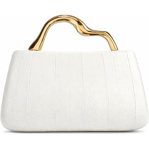 MYHOZEE Evening Clutch Purses for Women Textured Vegan Leather Handbag | Wavy Gold Handle, Detachable Chain & Hidden Magnetic