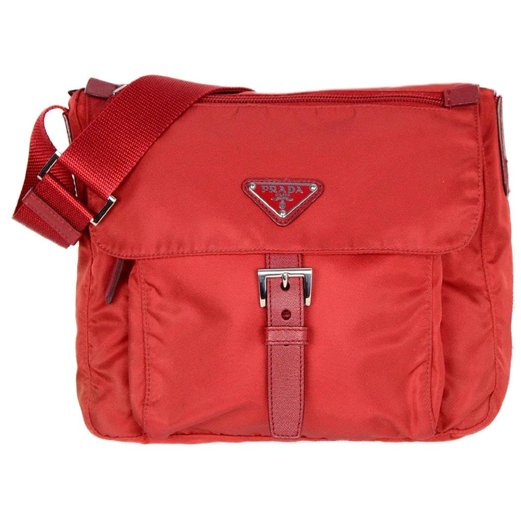 Prada Red Nylon Tessuto Medium Messenger Bag, Unisex