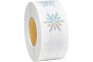 Christmas Stickers – 500 Round Snowflake Labels, Transparent, Self-Adhesive, High-Quality | Stickers for Journal, Greeting Ca