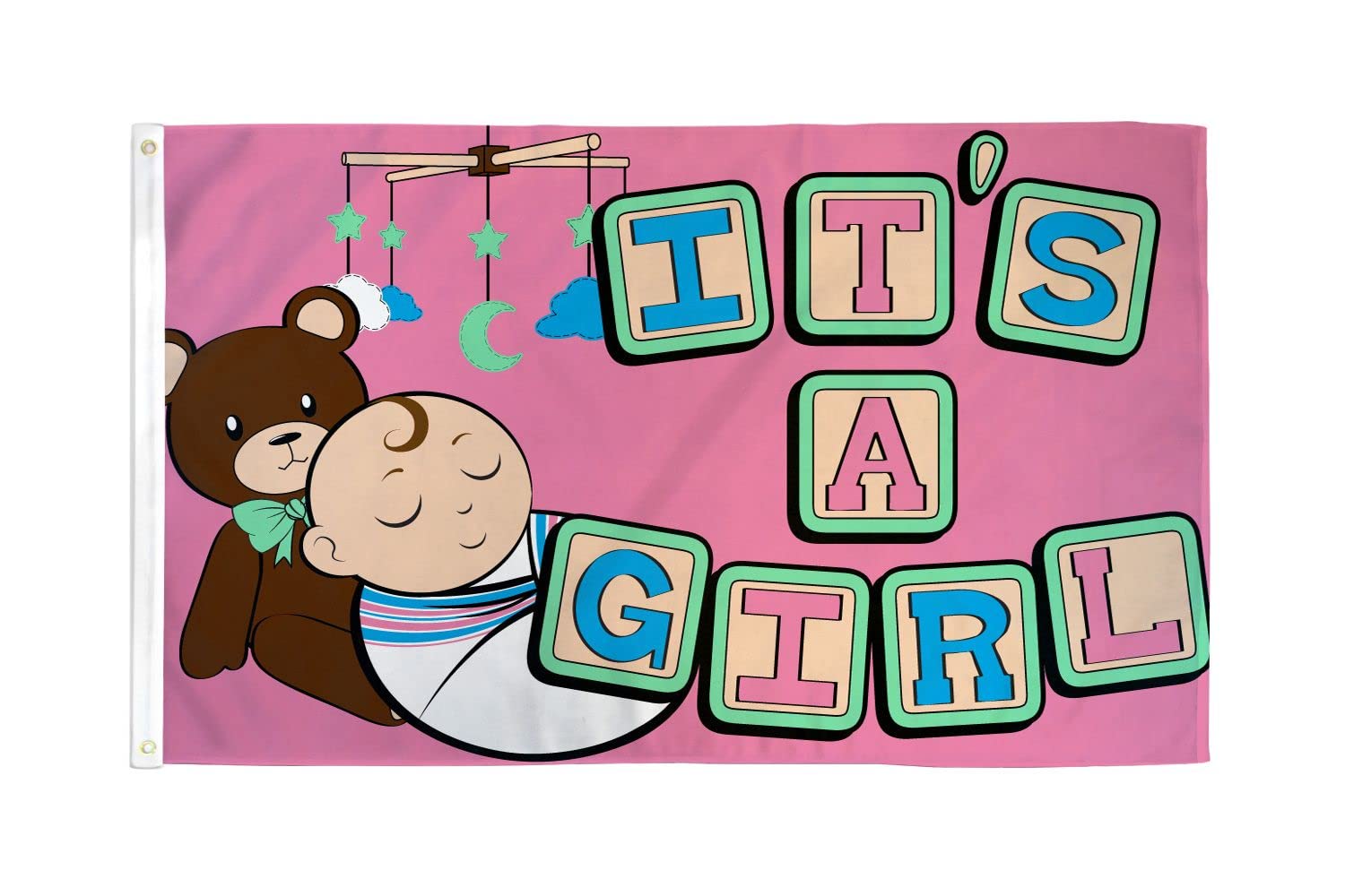 AZ FLAG - It'S A Girl Flag - 3x5 Ft - 100D Polyester Birth Banner with Two Metal Grommets - Fade Resistant - Vivid Colors - 3' x 5' Feet - 150x90 Cm