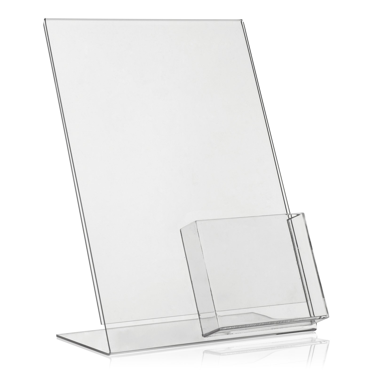 DIN A4 Advertising Stand/L Stand/L Stand with Extra DIN A6 / DIN Long (DL) Compartment as Table Stand Made of Original Plastic Glass