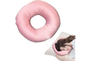 GCHC-CYL Ear Piercing Pillow for Side Sleepers，Donut Pillow with Ear Hole Ear Covers for Sleeping ，Pillow with arm Hole，Ear Guard Pillow for Ear Pain Ear Pressure (Pink- Silky Satin)