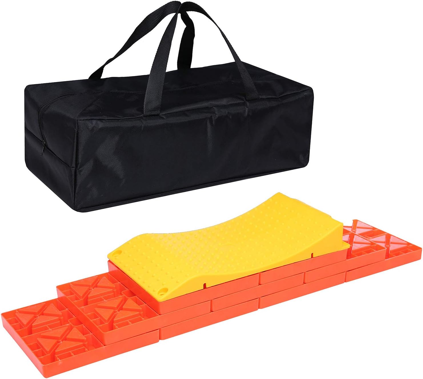 Homeon Wheels Camper Leveling Blocks, One Top Tire Saver Ramps and 9 Pack Interlocking Leveling Blocks with Carrying Bag, Heavy Duty Rv Leveling Blocks and Chocks Anti-Slip Pads Design (WH-201): Automotive