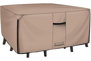 ULTCOVER Square Patio Heavy Duty Table Cover - 600D Tough Canvas Waterproof Outdoor Dining Table and Chairs General Purpose F