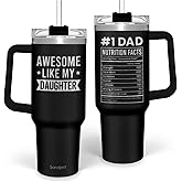 SANDJEST Dad Gift from Daughter, Awesome Like My Daughter 40oz Stainless Steel Insulated Coffee Tumbler With Lid & Straw, Travel Mug Cup Gift for Dad, Christmas Birthday Father's Day