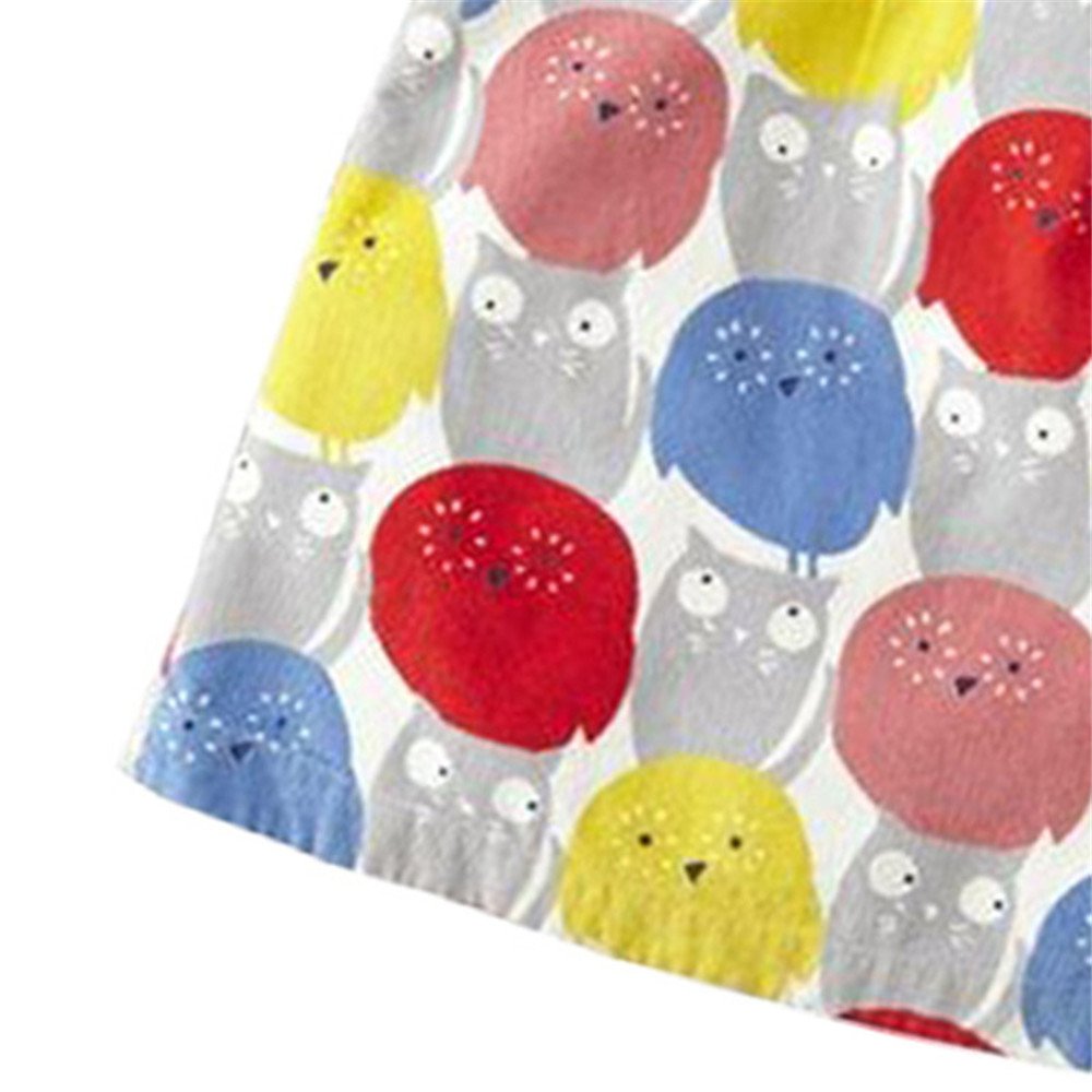 HILEELANG Little Girls Cotton Dress Sleeveless Casual Summer Sundress Flower Printed Jumper Skirt