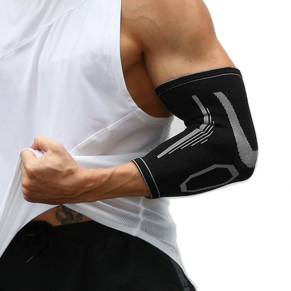 Hually Elbow Support, 1 Pair Elbow Brace, Compression Arm Sleeve for Women and Men Tendonitis Arthritis, Tendonitis, Best for Tennis Elbow Golf Tennis Weightlifting basketball Riding fit for M/L/XL