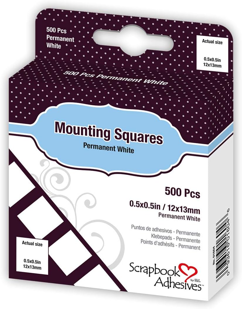 SCRAPBOOK ADHESIVES BY 3L Mounting Squares, White, 500-Pack 01604, 01604-20, 12mm x 13mm size
