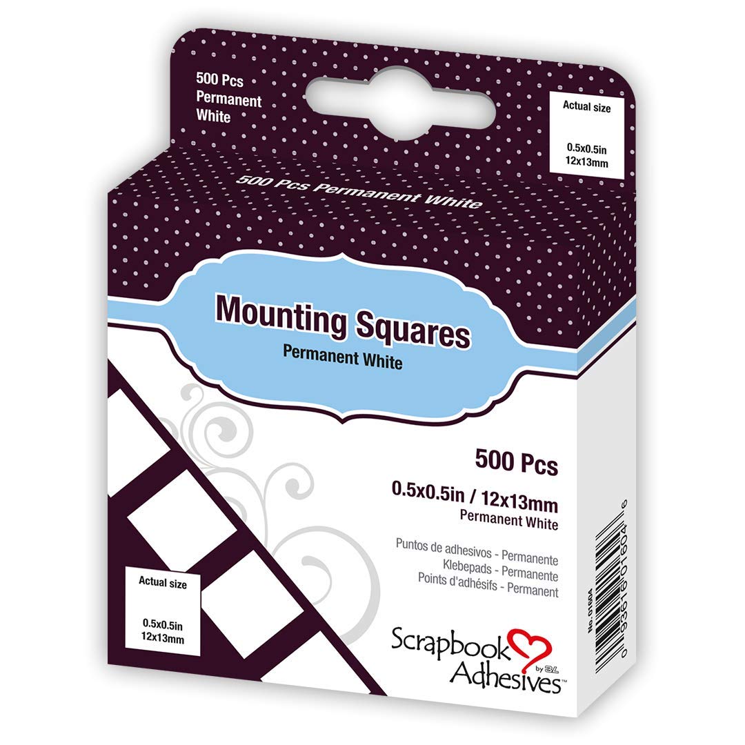 3L Scrapbook Adhesives Mounting Squares 500/PkgPermanent, White.5 X.5