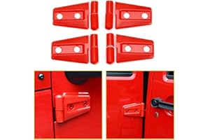 CheroCar Door Hinge Covers Protector Red Kit Fits for Jeep Wranlger Unlimited Rubicon Sahara Sports Accessories 2007-2018 JK JKU 4pcs