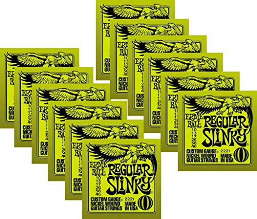 LOT OF 12 - Ernie Ball PO2221^12 Regular Slinky Electric Guitar Strings, Nickel Wound