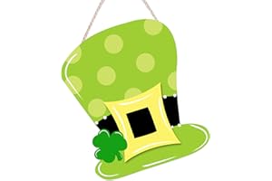 ROCWOHO St. Patrick's Day Wooden Door Sign Hanger Decorations St Patricks Day Door Hanger Decor Hats Clover Wooden Door Sign for Home Outdoor Indoor Office Front Door Wall Decor