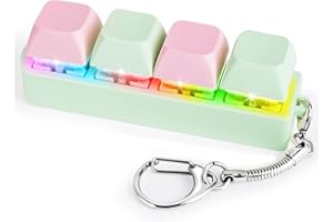 FUNISFUN Keyboard Fidget Toy for Adults Keyboard Clicker with LED Light Keychain Fidget Stress Relief Sensory Toy