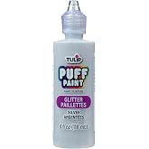 Tulip Puff Fabric Paint, Permanent Craft Paint for Clothes, DIY Projects, Notoxic, 4 fl oz, Glitter Silver