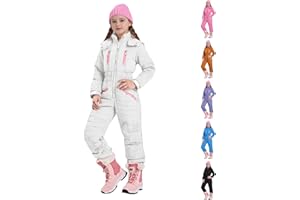 Snowsuit for Teen Boys Girls One Piece Snow Ski Zip Up Jacket Kids Winter Warm Coat Windproof Jumpsuit with Pockets