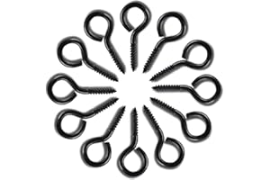 ECKJ Screw Eye 60 Pieces Black Zinc Plated Metal Eye Bolt Eye Shape Screw Hooks Self Tapping Screws Hooks O Ring Small Eye Pin 1 Inch