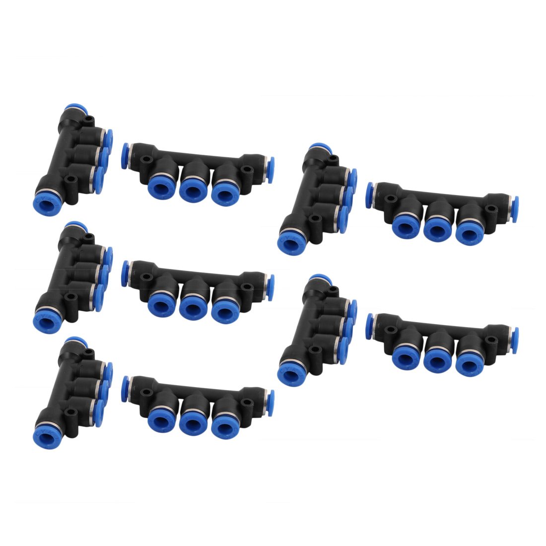 sourcingmap 10Pcs 6mm Dia 5 Ways Tube Hose Pneumatic Air fitting Push In Connector