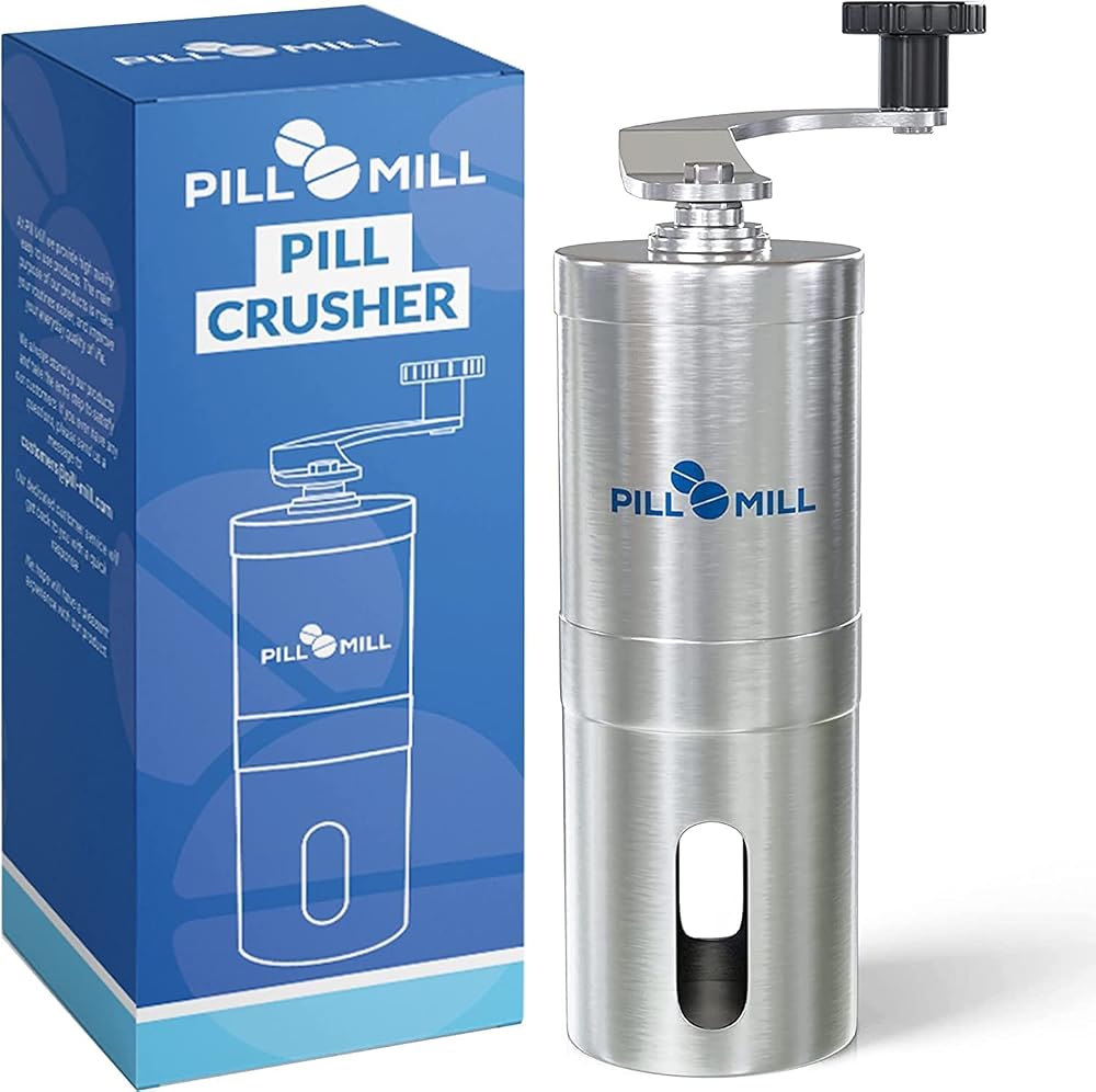 Pill Mill Pill Crusher Metal Grinder Elongated Crank Travel Powdered Pills