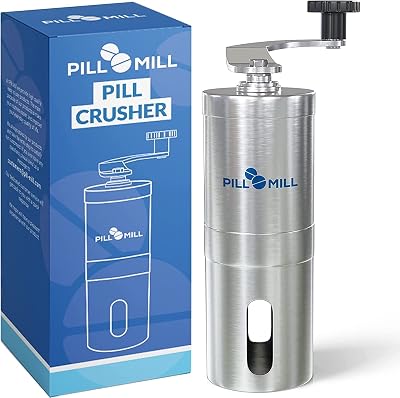 Pill Mill Pill Crusher Metal Grinder Elongated Crank Travel Powdered Pills