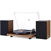 1 BY ONE Record Player Wireless Turntable HiFi System with 36 Watt Bookshelf Speakers, Adjustable Counterweight and Magnetic 