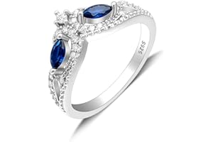 Ginger Lyne Collection Ansley Sterling Silver Anniversary Wedding Band For Women Crown Style Ring Enhancer Marquise Blue and Clear Accents Cubic Zirconia