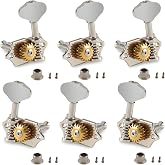 Metallor Open Gear Guitar String Tuning Pegs Machine Heads Tuners 3L 3R | 1:18 Gear Ratio Slotted Head Tuning Keys for Folk Acoustic Guitar Classical Guitar Ukulele Electric Guitar Chrome Butterbean