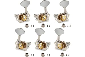 Metallor Open Gear Guitar String Tuning Pegs Machine Heads Tuners Slotted Head 1:18 Gear Ratio Tuning Keys 3L 3R for Folk Acoustic Guitar Classical Guitar Ukulele or Electric Guitar Chrome Butterbean.