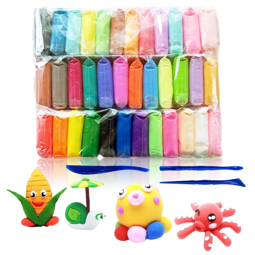 36 Pack Modeling Clay Fluffy Slime, 36 Colors DIY Soft Clay Craft Air Dry Plasticine Ultra-Light Modeling Dough with Tools,Children Educational Toys for Boys and Girls