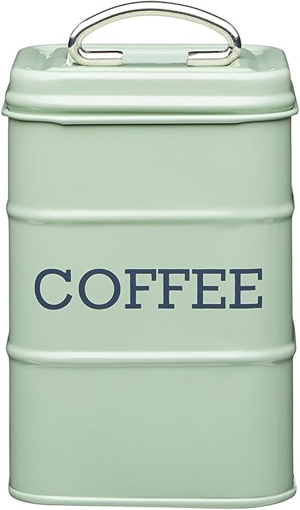 Amazon Com Living Nostalgia Vintage Style Airtight Coffee Tin Canister English Sage 17cm X 11cm 6 5 X 4 Kitchen Dining