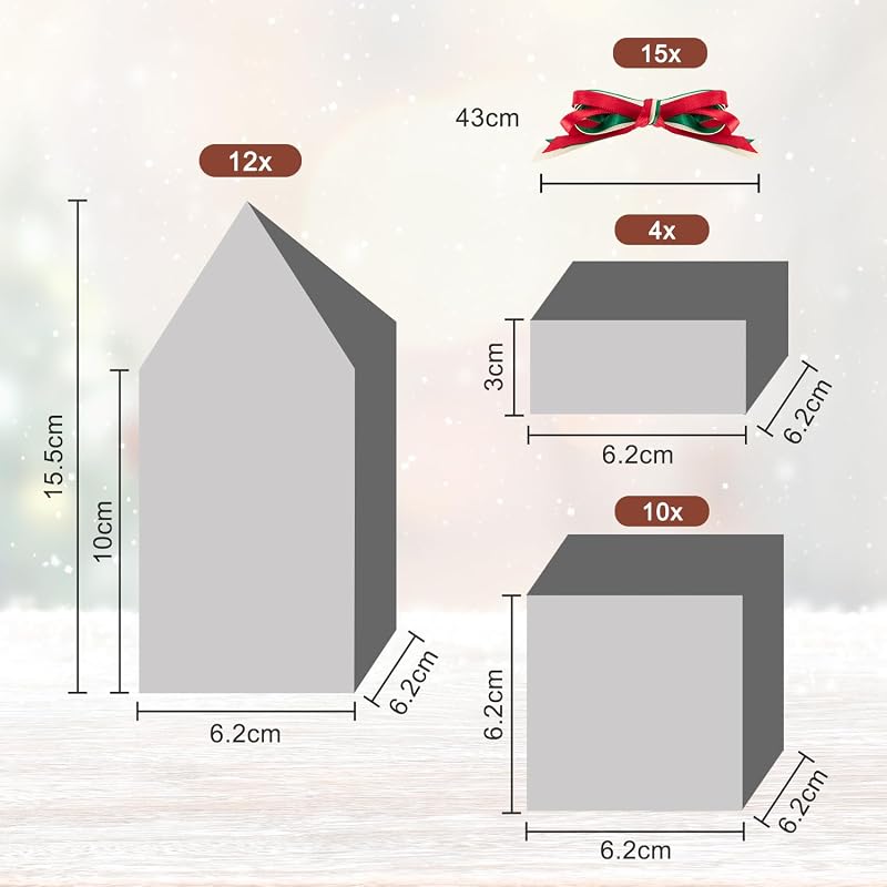 Calendario Adviento Cajas para Rellenar, 25 Numeradas Calendario de Adviento de Navidad, Crea tu Calendario de Adviento 2025 con Cajas de Regalo para Niños, Niñas, Amigos (25 Casitas y Cajas)