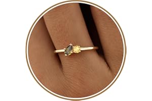 JSJOY Birthstone Rings for Women Dainty Emerald Blue Ring Birthday Gifts for Mom Her Gemstones CZ Ring for Teens Gold Rings That Don't Tarnish Adjustable Ring Jewelry Gifts