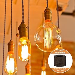 Helunsi 32.8ft Twisted Cloth Covered Wire, Brown
