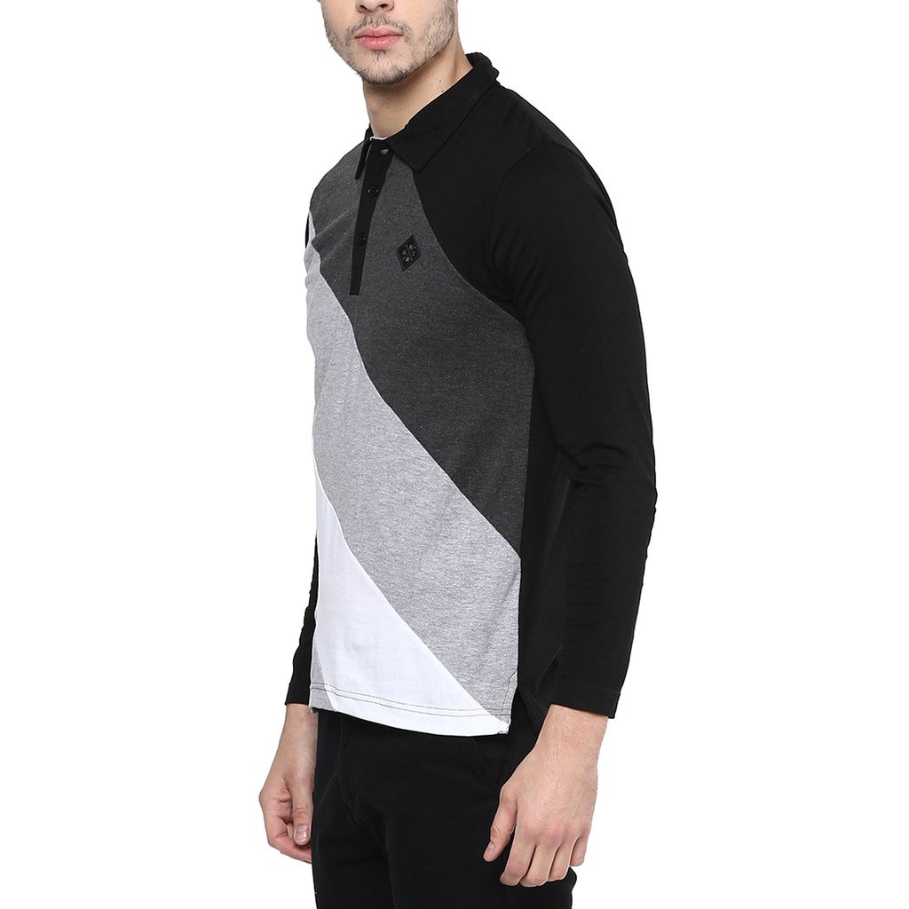 elaborado men's polo neck tshirt - black